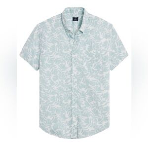 J. Crew Printed Short-sleeve Slim Flex Casual Blue/White, Button Down Shirt, M